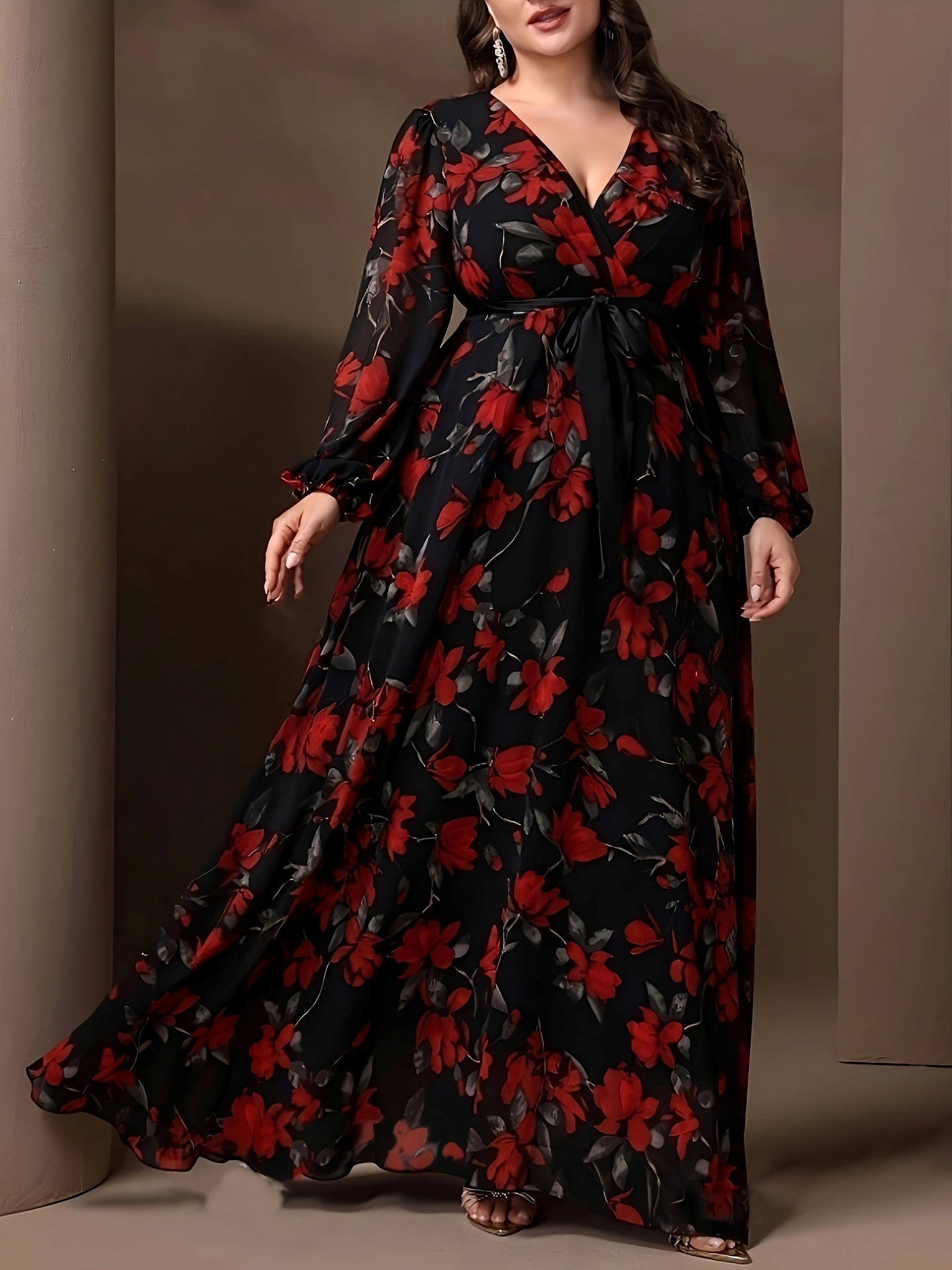 Plus Size Lace Up A-Line Dress Color: Black-Red, Black-Blue, Pink-Black, Dark Green | Size: 0XL, 1XL, 2XL, 3XL, 4XL | Main Fabric: Flat Woven | Stretchability: Not Stretchable | Fit Type: Regular Fit | Quantity: 1 Piece | Chest Pad: Without Chest Pad | Belt: Does not come with Belt | Sleeve Length: Long Sleeve